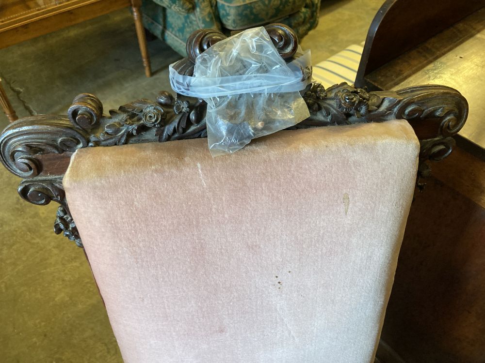 A Victorian carved rosewood prie dieu chair